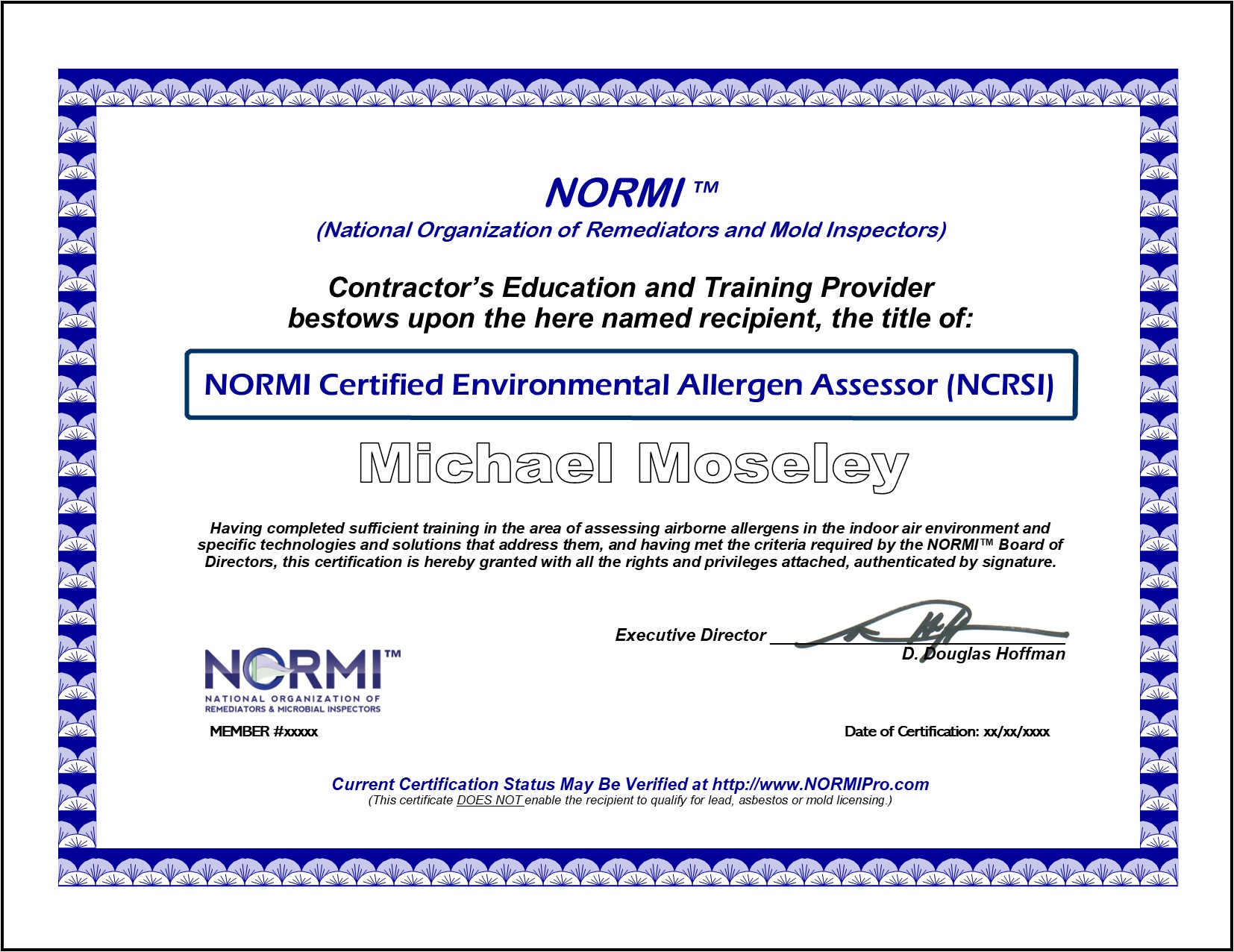 NCEAA Certificate